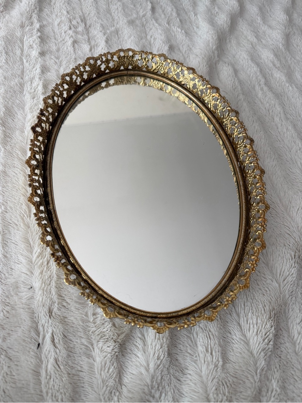 Ornate Gold Oval Vanity Tray